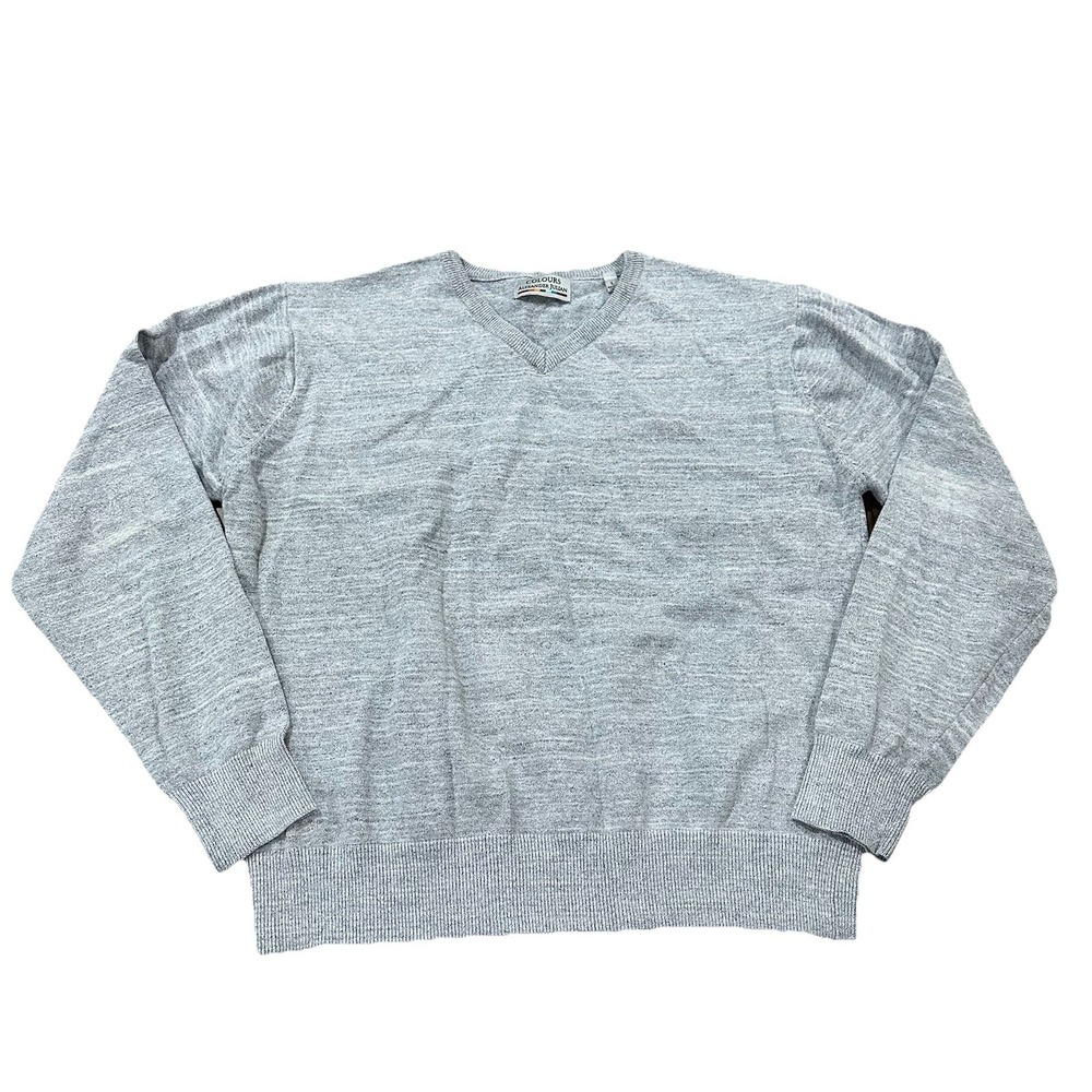 Alexander Julian Colours Blue/Gray V Neck Sweater Mens Size Large Cotton Blend